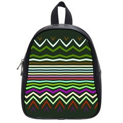 Chevrons And Distorted Stripes School Bag (small) by LalyLauraFLM