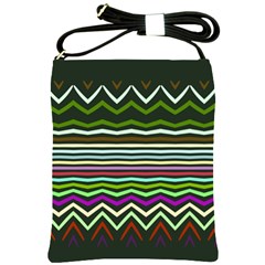 Chevrons And Distorted Stripes Shoulder Sling Bag