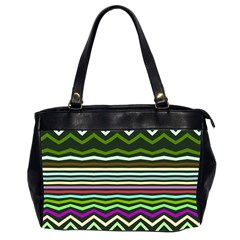 Chevrons And Distorted Stripes Oversize Office Handbag (2 Sides)