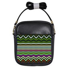 Chevrons And Distorted Stripes Girls Sling Bag