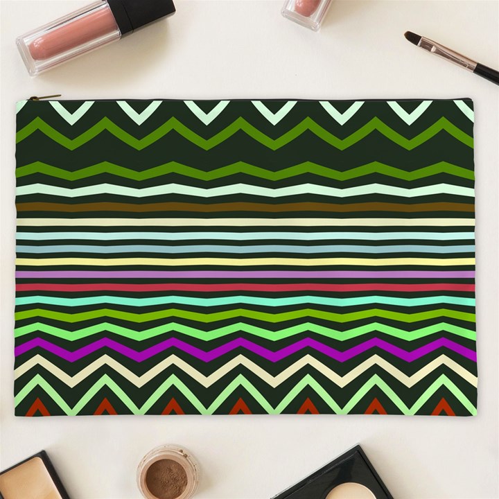 Chevrons and distorted stripes Cosmetic Bag (XXL)