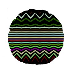 Chevrons And Distorted Stripes Standard 15  Premium Round Cushion  by LalyLauraFLM