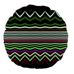 Chevrons And Distorted Stripes Large 18  Premium Round Cushion 