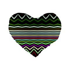 Chevrons And Distorted Stripes Standard 16  Premium Heart Shape Cushion 