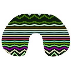 Chevrons And Distorted Stripes Travel Neck Pillow by LalyLauraFLM