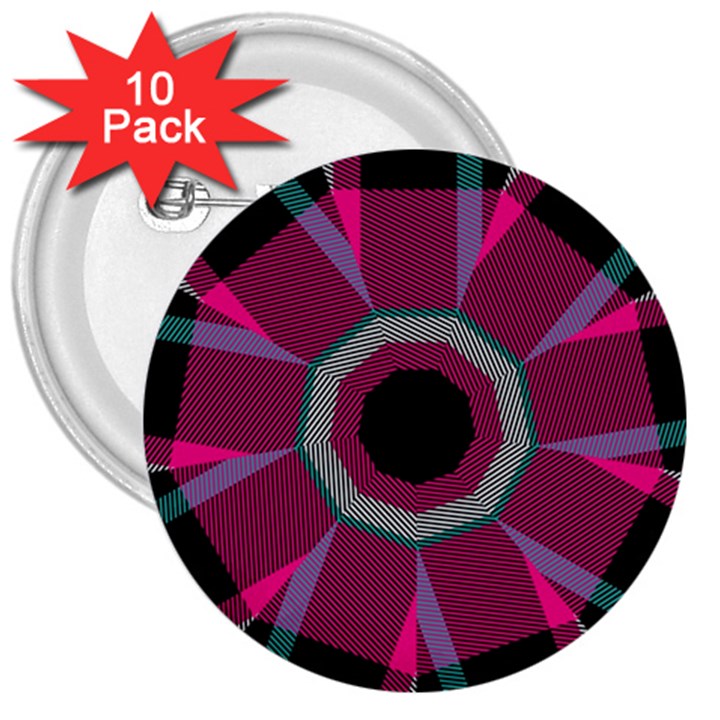 Striped hole 3  Button (10 pack)