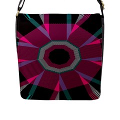 Striped Hole Flap Closure Messenger Bag (l) by LalyLauraFLM