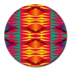 Colorful Tribal Texture Round Mousepad by LalyLauraFLM