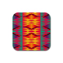 Colorful Tribal Texture Rubber Square Coaster (4 Pack)