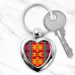 Colorful Tribal Texture Key Chain (heart)