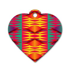 Colorful Tribal Texture Dog Tag Heart (one Side) by LalyLauraFLM