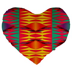 Colorful Tribal Texture Large 19  Premium Heart Shape Cushion by LalyLauraFLM