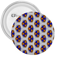 Orange Blue Honeycomb Pattern 3  Button