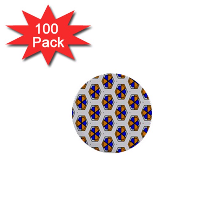 Orange blue honeycomb pattern 1  Mini Button (100 pack) 