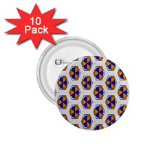 Orange Blue Honeycomb Pattern 1 75  Button (10 Pack) 