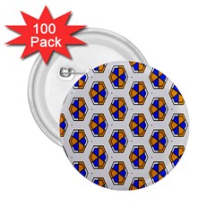 Orange Blue Honeycomb Pattern 2 25  Button (100 Pack)