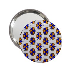 Orange Blue Honeycomb Pattern 2 25  Handbag Mirror by LalyLauraFLM