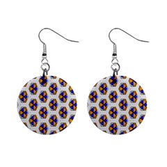 Orange Blue Honeycomb Pattern 1  Button Earrings