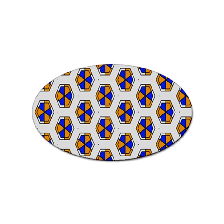 Orange blue honeycomb pattern Sticker (Oval)