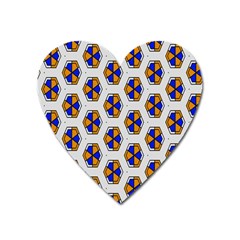 Orange Blue Honeycomb Pattern Magnet (heart)