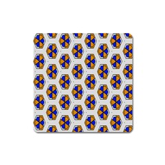 Orange Blue Honeycomb Pattern Magnet (square)