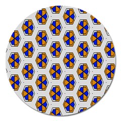 Orange Blue Honeycomb Pattern Magnet 5  (round)