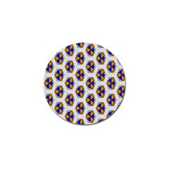 Orange Blue Honeycomb Pattern Golf Ball Marker