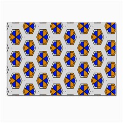 Orange Blue Honeycomb Pattern Postcards 5  X 7  (pkg Of 10) by LalyLauraFLM