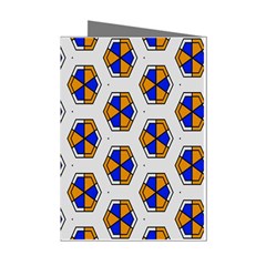 Orange Blue Honeycomb Pattern Mini Greeting Cards (pkg Of 8)