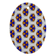 Orange Blue Honeycomb Pattern Oval Ornament (two Sides)