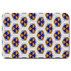 Orange Blue Honeycomb Pattern Large Doormat