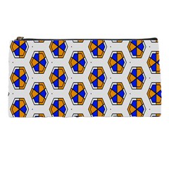 Orange Blue Honeycomb Pattern Pencil Case by LalyLauraFLM