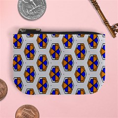 Orange Blue Honeycomb Pattern Mini Coin Purse