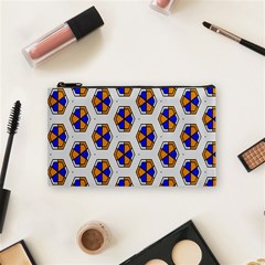 Orange Blue Honeycomb Pattern Cosmetic Bag (small)