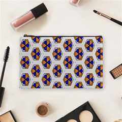 Orange Blue Honeycomb Pattern Cosmetic Bag (medium)