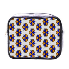 Orange Blue Honeycomb Pattern Mini Toiletries Bag (one Side)