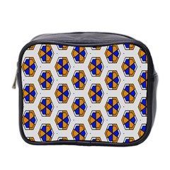 Orange Blue Honeycomb Pattern Mini Toiletries Bag (two Sides)