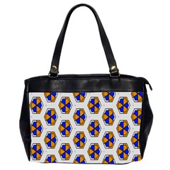 Orange Blue Honeycomb Pattern Oversize Office Handbag (2 Sides)