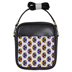 Orange Blue Honeycomb Pattern Girls Sling Bag