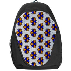 Orange Blue Honeycomb Pattern Backpack Bag by LalyLauraFLM