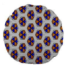 Orange Blue Honeycomb Pattern Large 18  Premium Round Cushion 