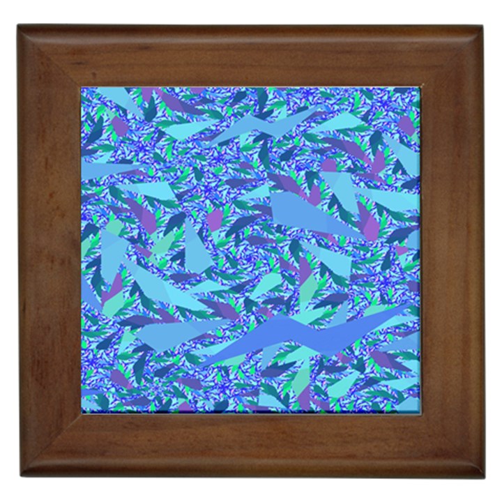 Blue Confetti Storm Framed Ceramic Tile