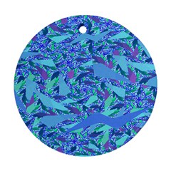 Blue Confetti Storm Round Ornament