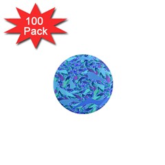 Blue Confetti Storm 1  Mini Button Magnet (100 Pack)