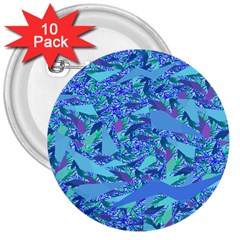 Blue Confetti Storm 3  Button (10 Pack)