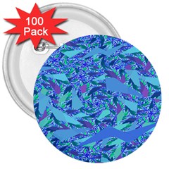 Blue Confetti Storm 3  Button (100 Pack)