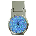 Blue Confetti Storm Money Clip with Watch Front