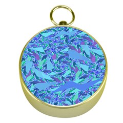 Blue Confetti Storm Gold Compass by KirstenStar