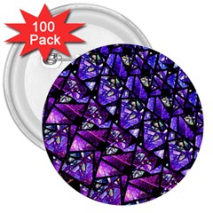  Blue Purple Glass 3  Button (100 Pack)