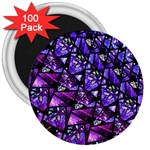  Blue purple Glass 3  Button Magnet (100 pack) Front